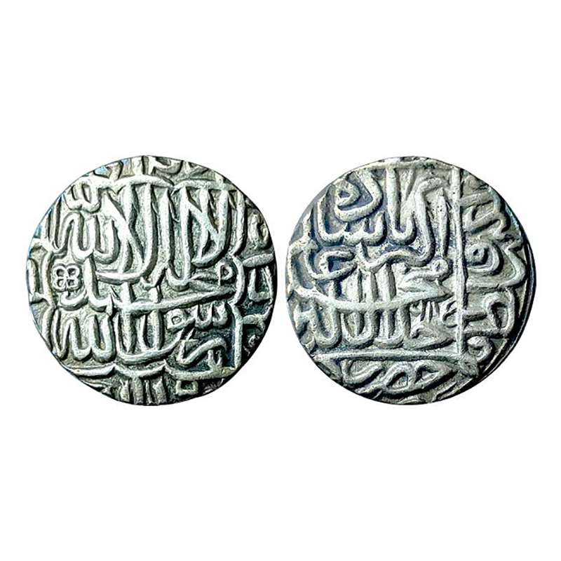 Akbar, Hazrat Delhi Mint, Kalima type, Rupee, Silver, 11.39 g, Mint name Bahzrat Delhi at 