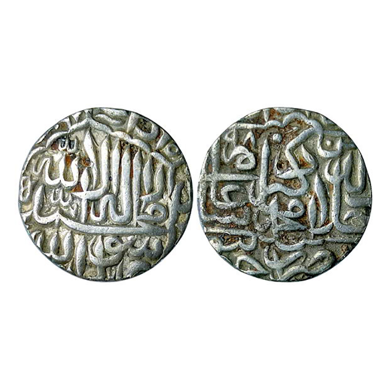 Akbar, Jaunpur Mint, Kalima type, Rupee, Silver, 11.34 g, Mint name Zarb Jaunpur at bottom