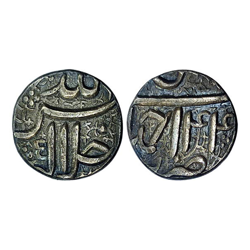 Akbar, ½ Rupee, Ahmedabad Mint, Silver, 5.70 g, Allahu Akbar Jal Jalalhu type on obv; mint