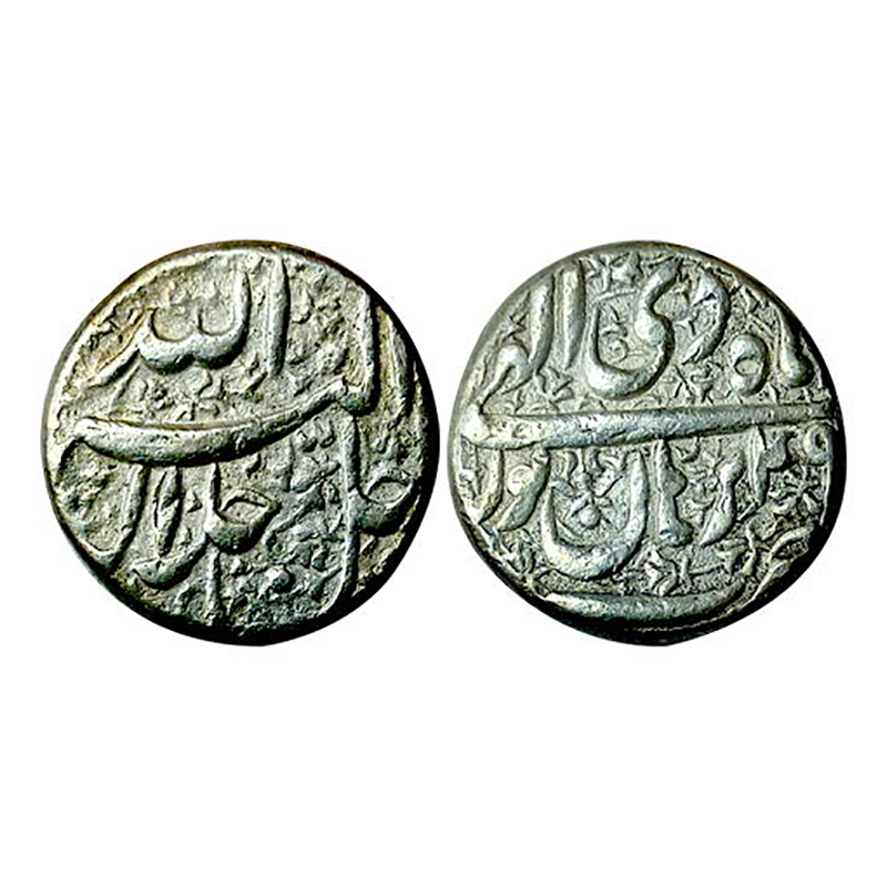 Akbar, Burhanpur Mint, Rupee, Silver, 11.22 g, Allahu Akbar type, complete mint name at bo