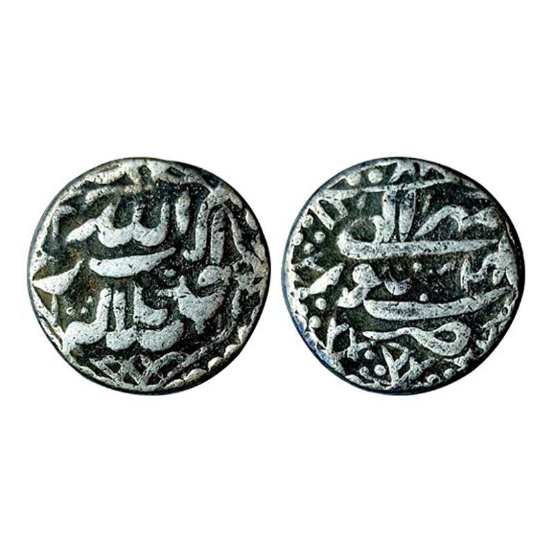 Akbar, Rupee, Sitpur (Siddhpur) Mint, Silver, 10.90 g, Allahu Akbar Jal Jalalhu type on ob
