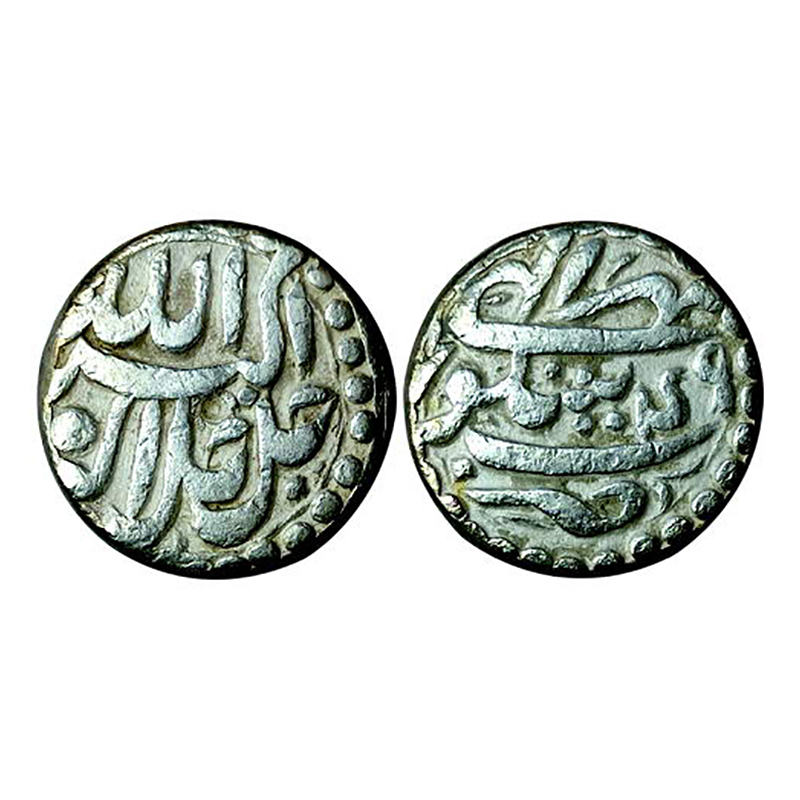 Akbar, Rupee, Sitpur (Siddhpur) Mint, Silver, 11.34 g, Allahu Akbar Jal Jalalhu type on ob