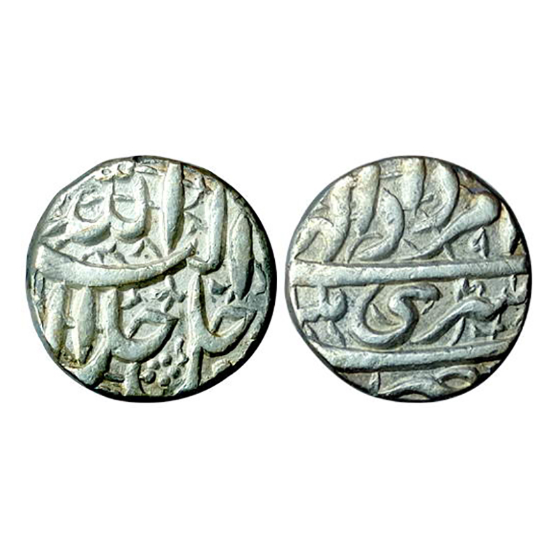 Akbar, Rupee, Srinagar (Kashmir) Mint, Silver, 11.33 g, Allahu Akbar Jal Jalalhu type on o