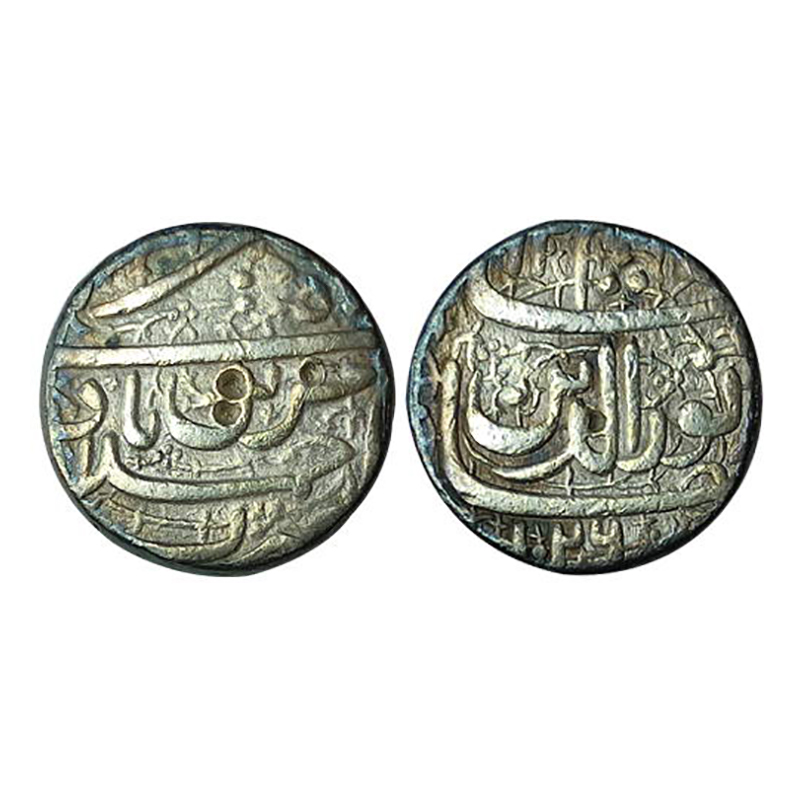 Jahangir, Ahmedabad Mint, Silver, 11.33 g, Rupee, Muzaiyan couplet type, Nur ud din legend