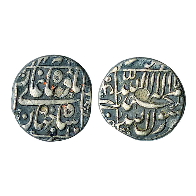 Shah Jahan, Surat Mint, Silver, ½ Rupee, 5.63 g, Square area type with Kalima on obv, and 
