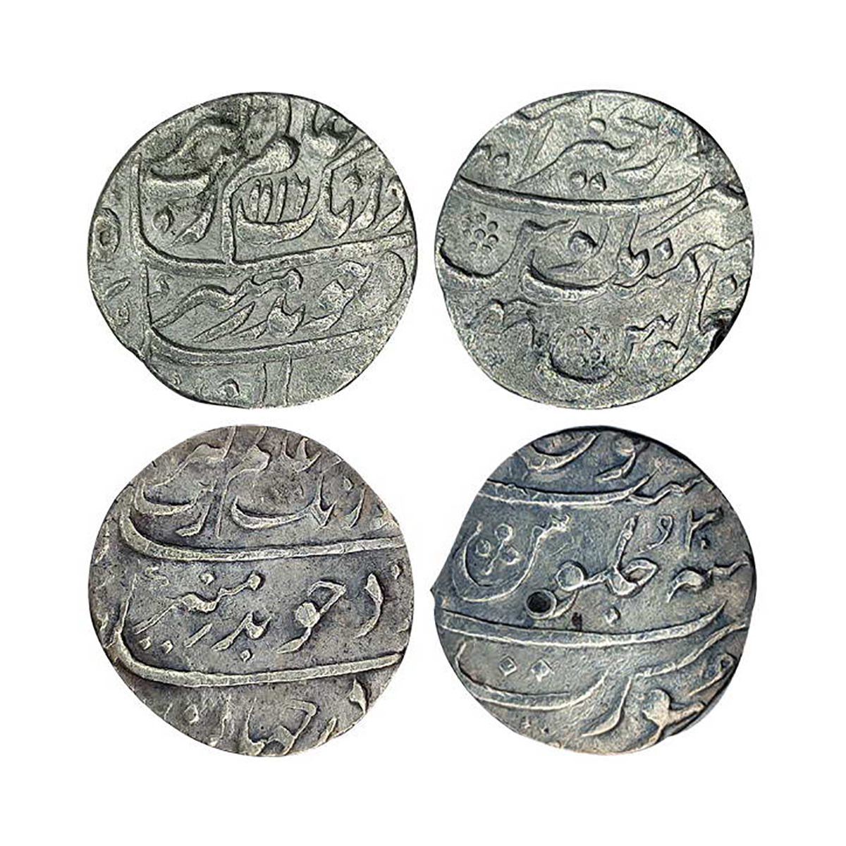 Aurangzeb, Ajmer and Surat mints, Silver (2), Rupee, Badr munir type, Dar ul Khair Ajmer m