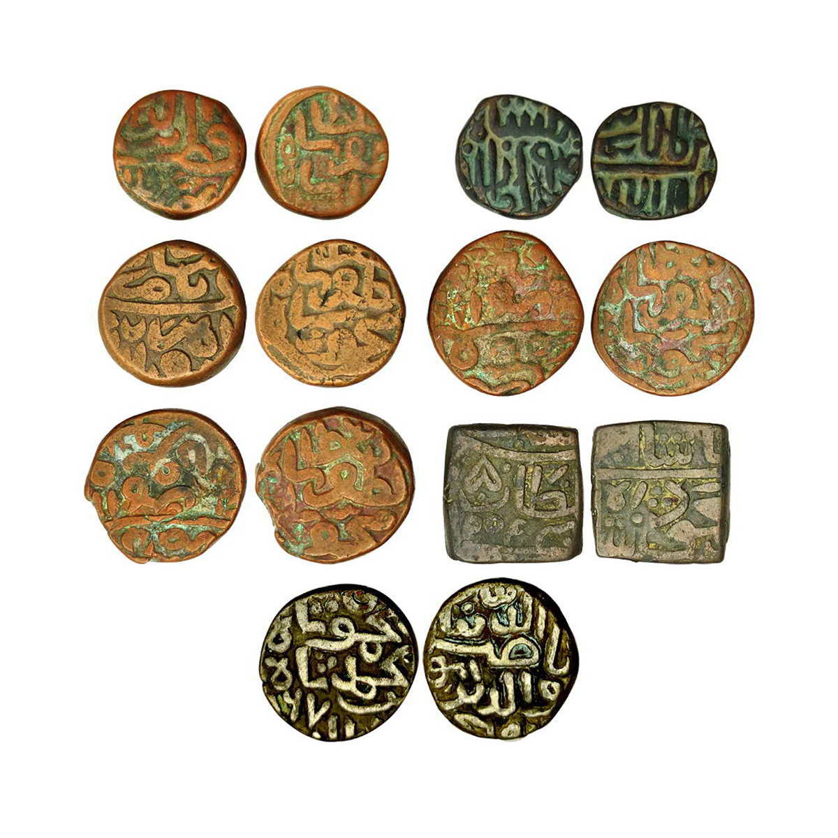 Gulbarga Sultanate, Copper (7), assorted lot of various kings, types and varieties. Very F