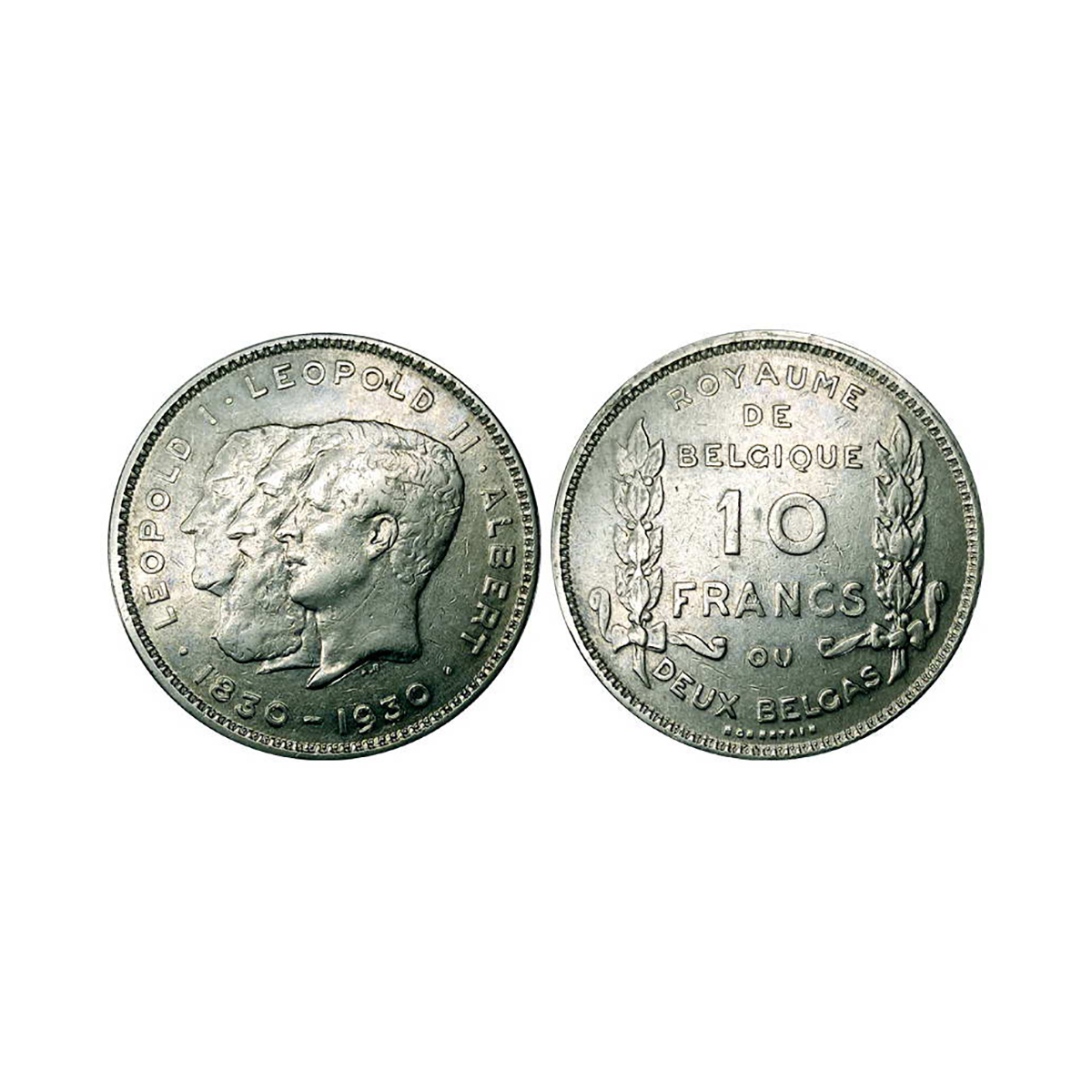 Belgium, Leopold I, II, and Albert, 10 Francs, Silver, 17.51 g, 1830-1930, Obv: Heads of K