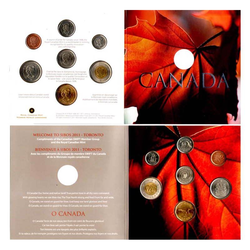 Mixed Alloy, Canada, UNC Set of 7 coins, Elizabeth II, 2011, Copper, Nickel and Bi-metal, 
