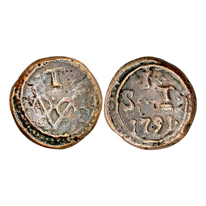 Copper, Sri Lanka (Ceylon). Colonial coin of the Dutch. VOC Vereenigde Oostindische Compag