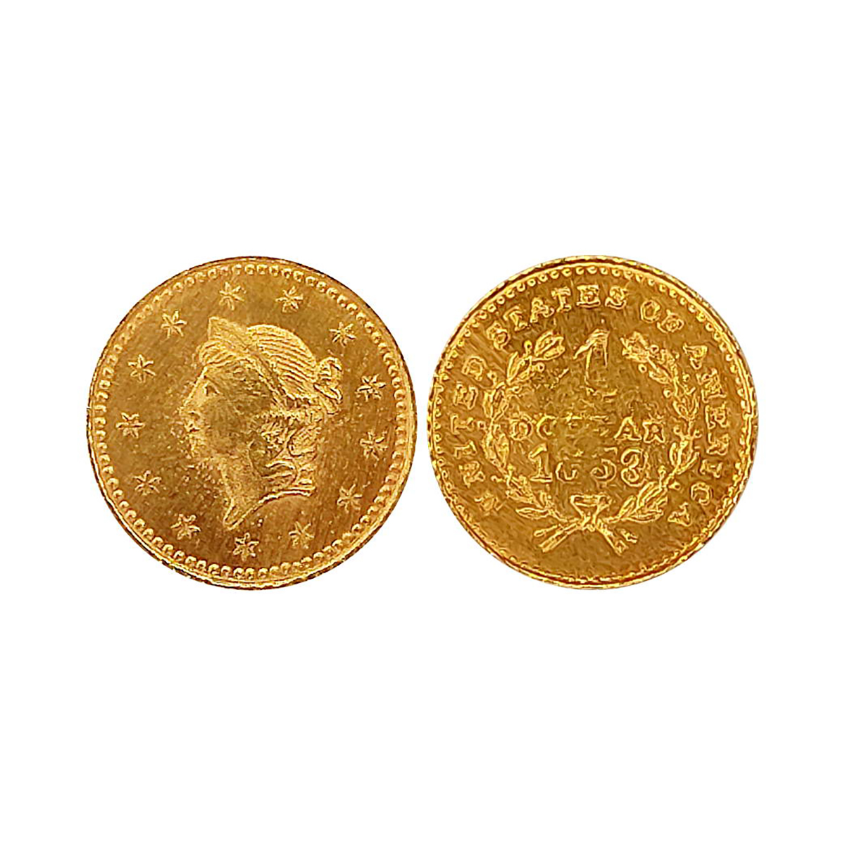 USA, Liberty Dollar, Gold, 1.10 g, bust of Liberty to left with stars around on obv. Withi