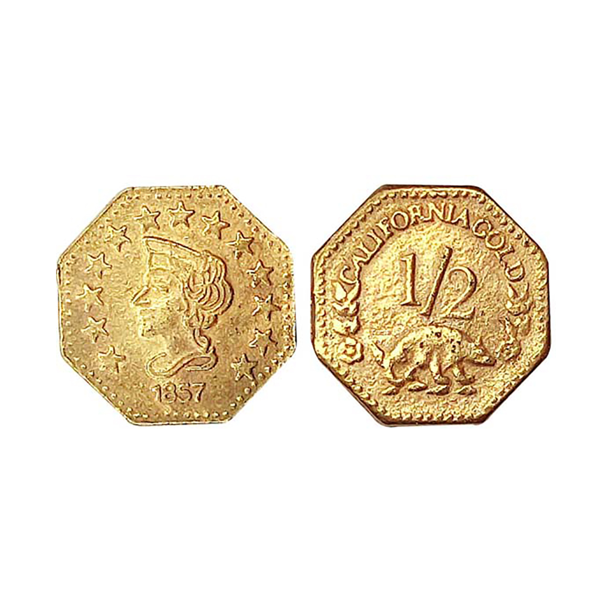 USA, Liberty ½ Dollar Token, Gold plated Brass, 0.47 g, octagonal, bust of Liberty to left