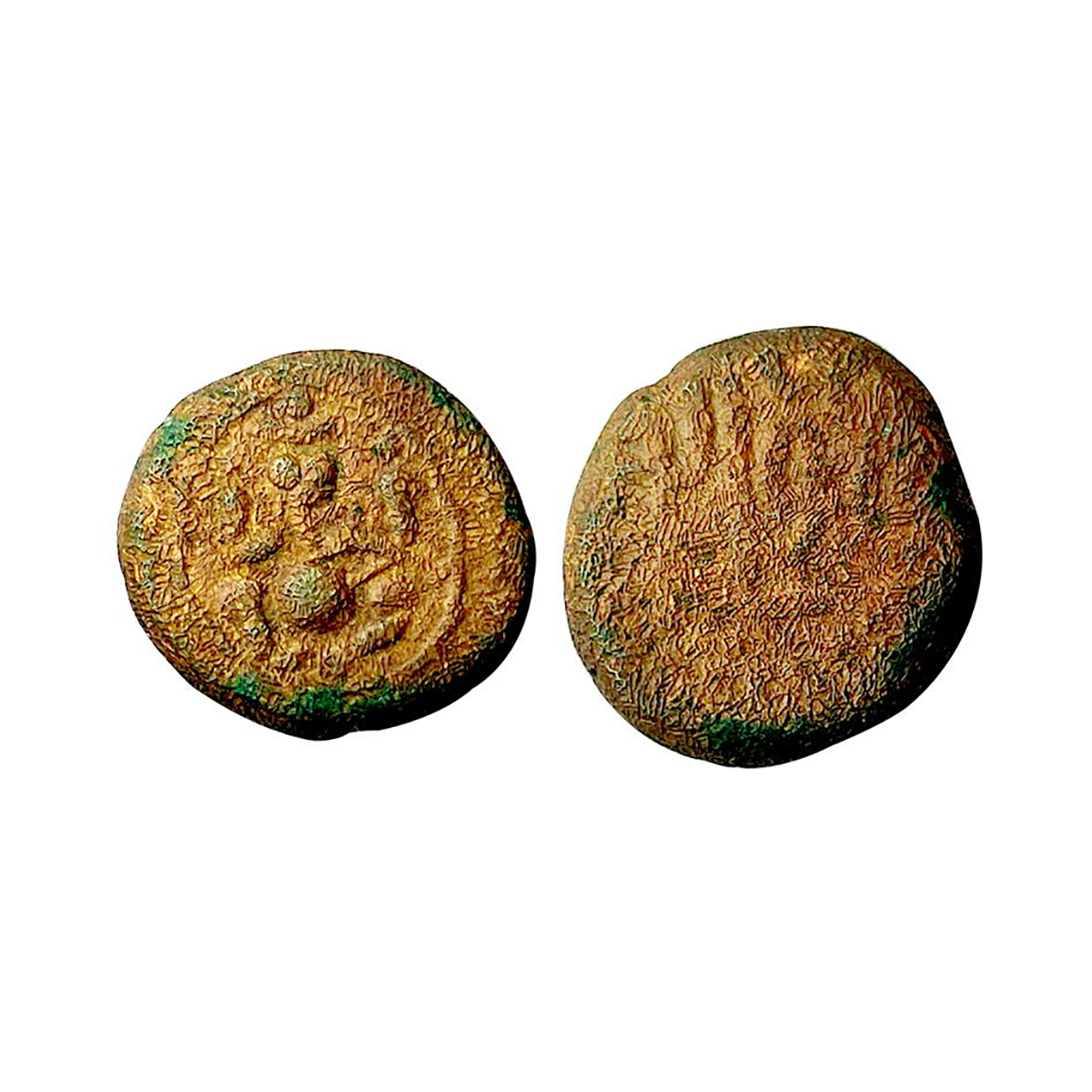 Sethupatis, Kasu, Copper, 3.4g. Obv. Ganesha seated within a circle, rev. Tamil script " S