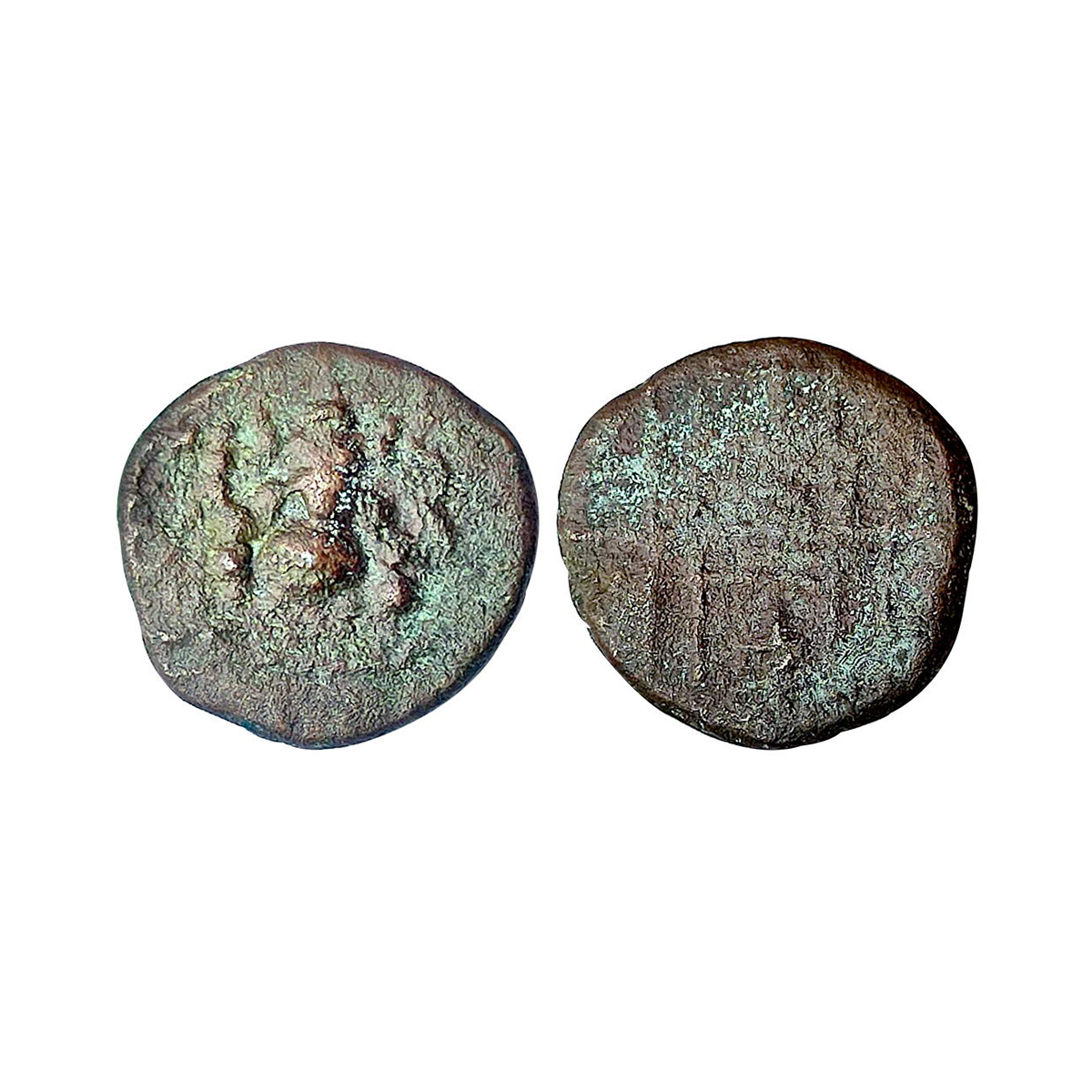 Mysore, Kasu, 3.5g. Copper, Obv. Ganesha seated, rev. Grid Lines. Large flan for type. Ext