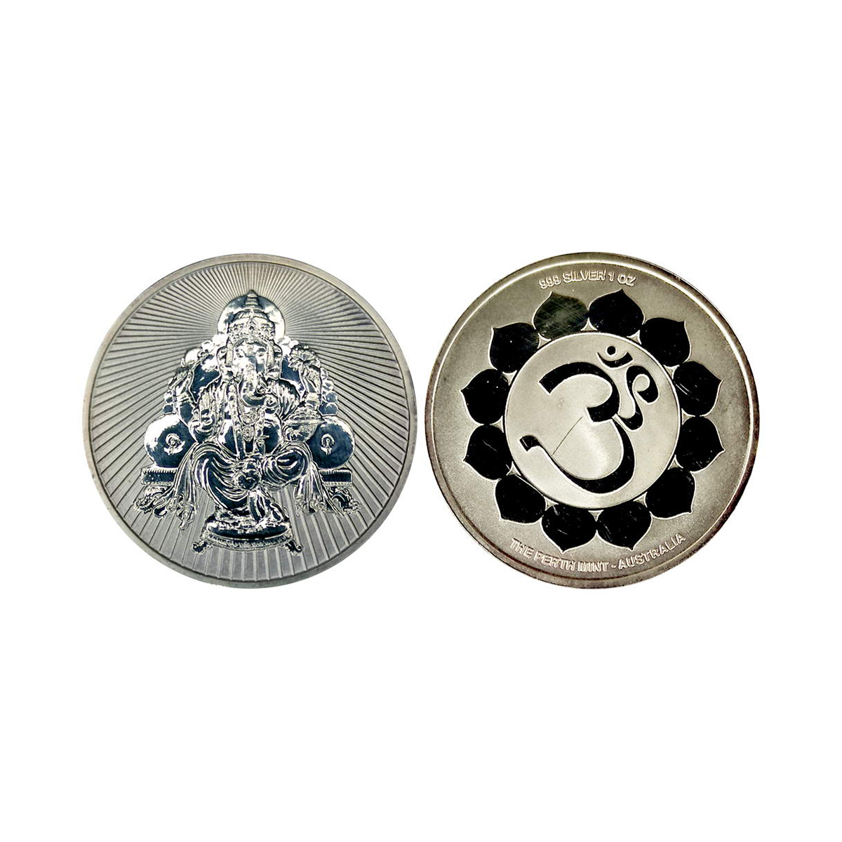 Perth Mint, Ounce, 31.6 g. Silver, Proof, Obv. Ganesha seated on throne. Rev. OM and legen