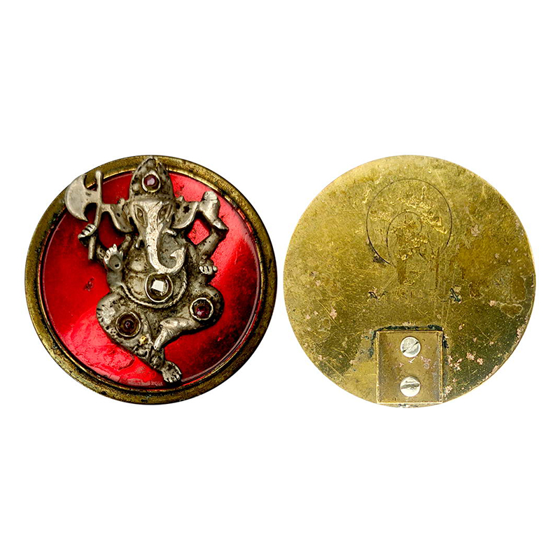 RELIANCE INDUSTRIES LTD. 40g.Silver, Bronze, Ruby, Diamond and Enamel. Obv: Seated Ganesha