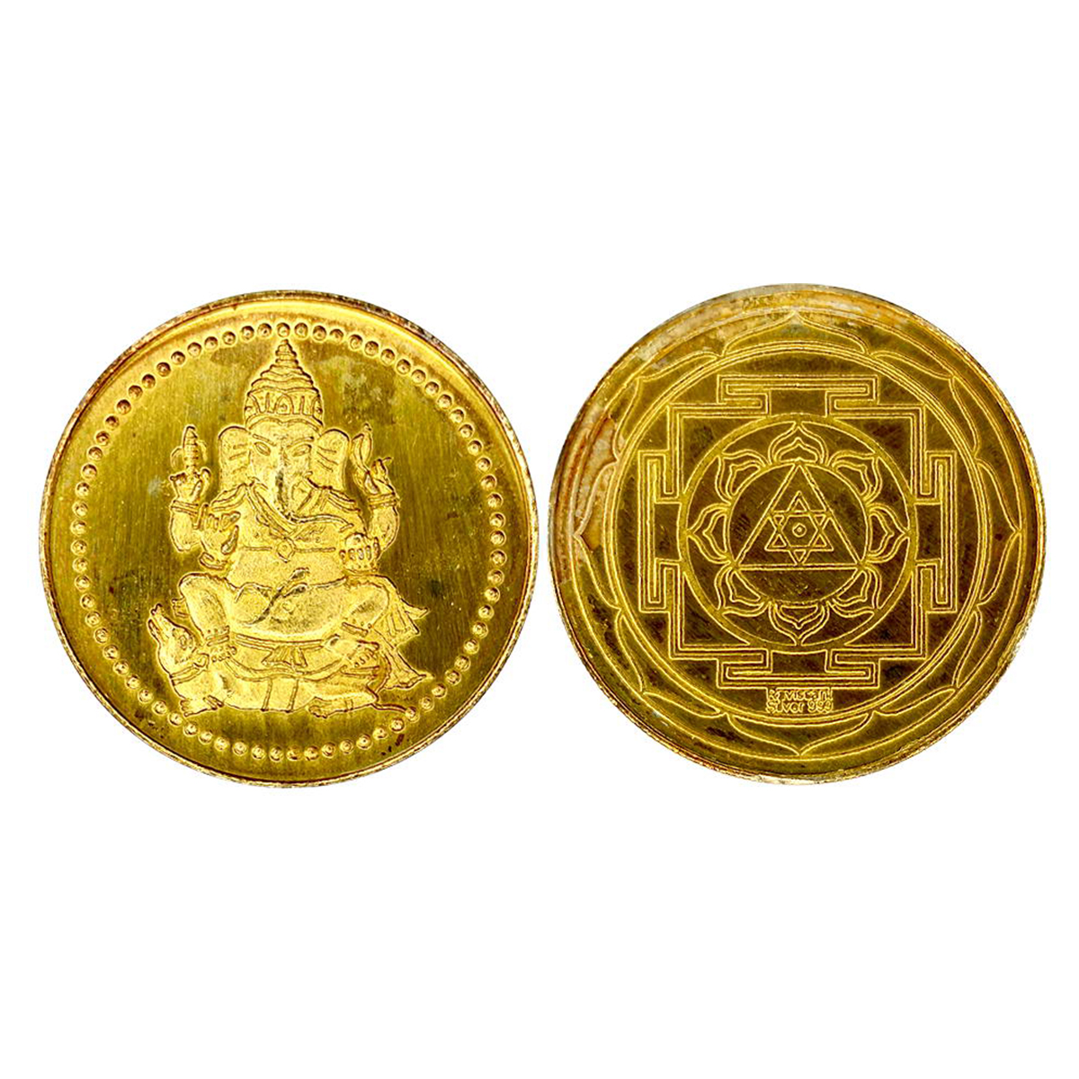 Gold, RAVISSANT. 20g. mixed Alloy Silver. Obv. Ganesha seated on a large mouse within dott