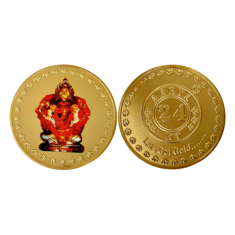 Siddhi Vinayak Ganapati, Mumbai. 25g. Gold Gilt on copper and enamel, Obv. The Siddhi Vina