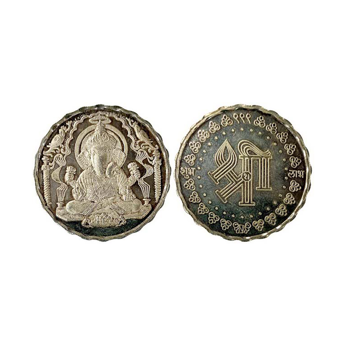 Dagadu Seth Ganapati, Pune. 50g.. Serrated planchet,. Silver, Obv. Dagadu Seth idol seated