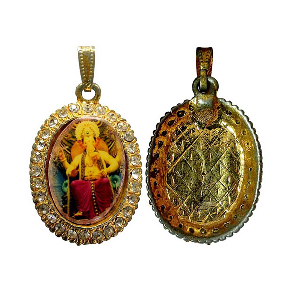 Lalbagh cha raja Ganapati, Bombay, Gold Gilt on copper and enamel. Issued by the Lalbagh c