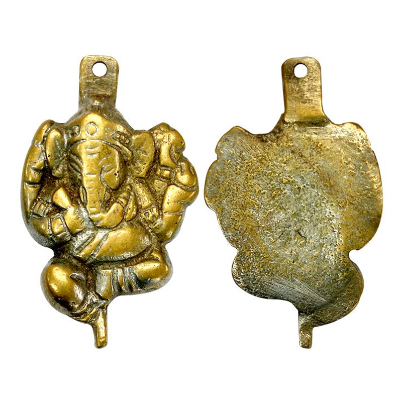 Ganesha medal, Bronze, Ganesha shaped planchet. 12g. Obv. Ganesha. Rev. blank. EF. Scarce.