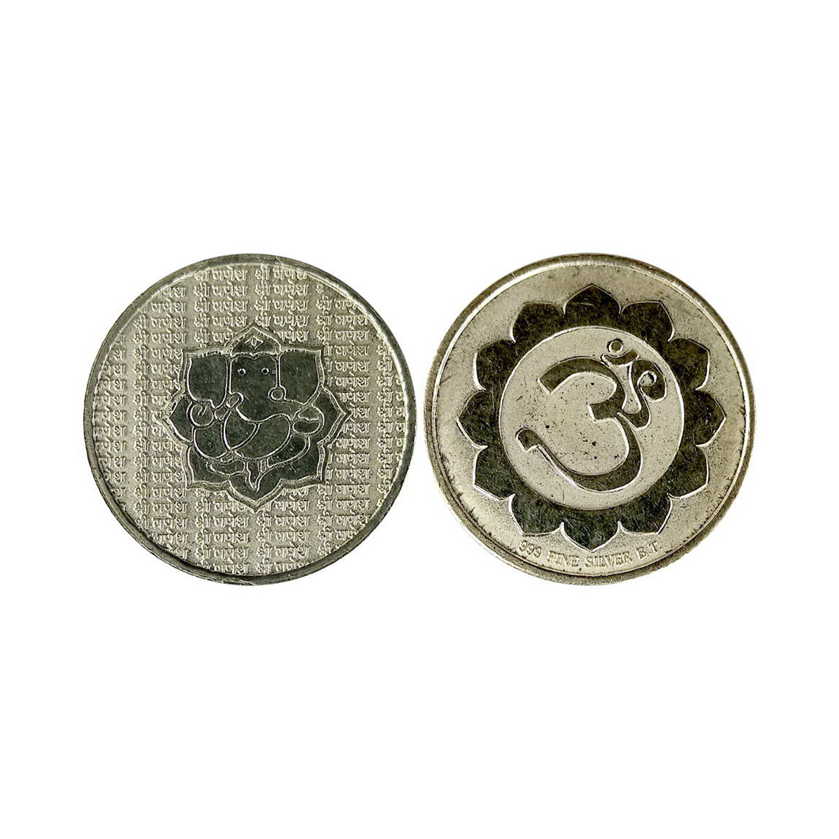 Ganesha, silver, 20g. Obv. Ganesha within a lotus and on a computer design Rev. OM within 