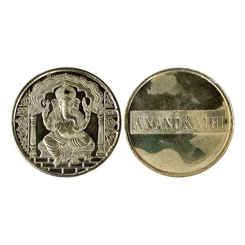 Ganesha, Silver, 10g. Company token. Obv. Ganesha seated within an Arch. Rev. Logo. EF. Ra