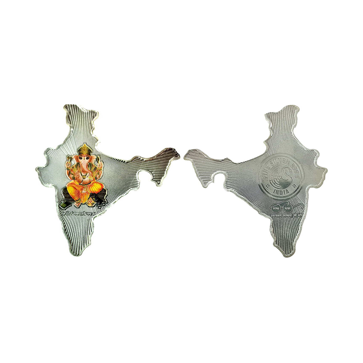 Ganesha, India bar issued at the start of Swachha Bharat Abhiyan in 2014. Silver and ename