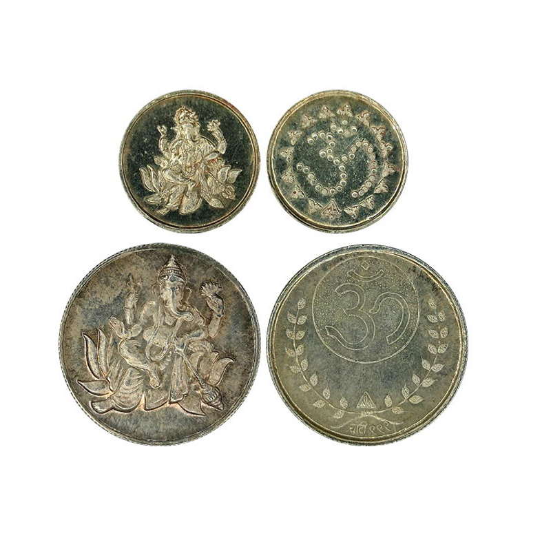 NARANDAS MANORDAS (NM), BOMBAY, 2pcs, 5g. And 2.5 g. Silver,. Obv. Ganesha rev. legend "OM