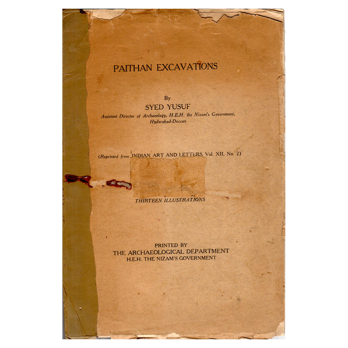Paper, Rare Book: Paithan Excavations by Syed Yusuf. Published by the Archaeological Depar