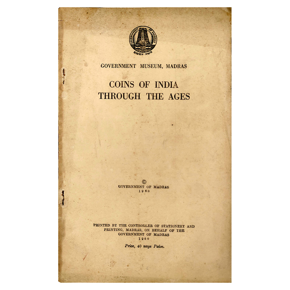 Paper, Book: Coins of India Through the Ages, by A. Aiyappan, Published by the Government 