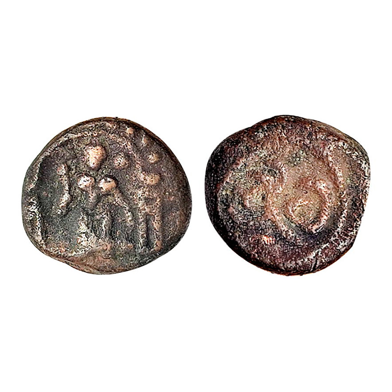 Vijayanagar Empire, Sri Rangaraya III, Kasu, Copper, 3 g. obv. Lord Venkateswara standing 