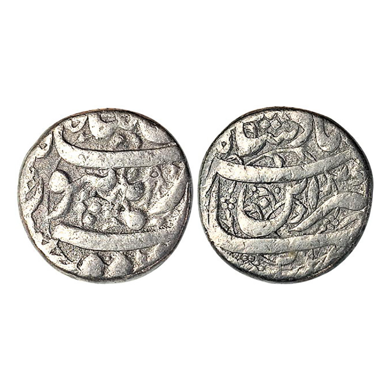 Jahangir, Rupee, Burhanpur mint, Din Pannah couplet, Silver. Rev. A Fish mint mark placed 
