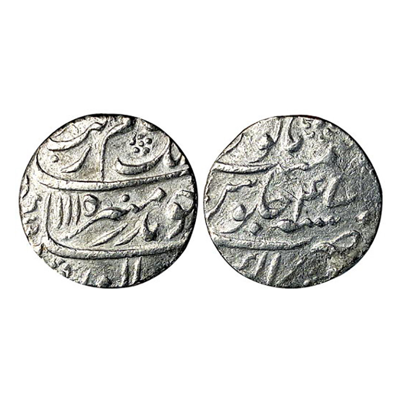 Aurangzeb, Rupee, Akbarnagar mint, AH 1115, RY 47, Silver. Badr Munir couplet, mint name a