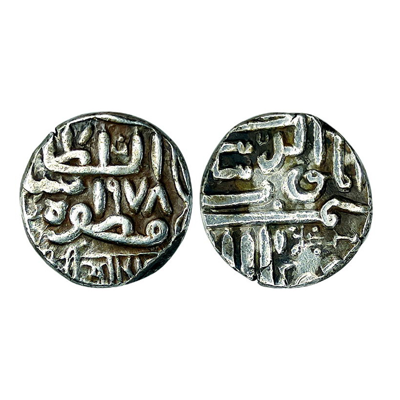 Kutch, Bharmalji I, 1 Kori, Silver, 4.7 g. With the name of Muzaffar Shah III, and Nagari 