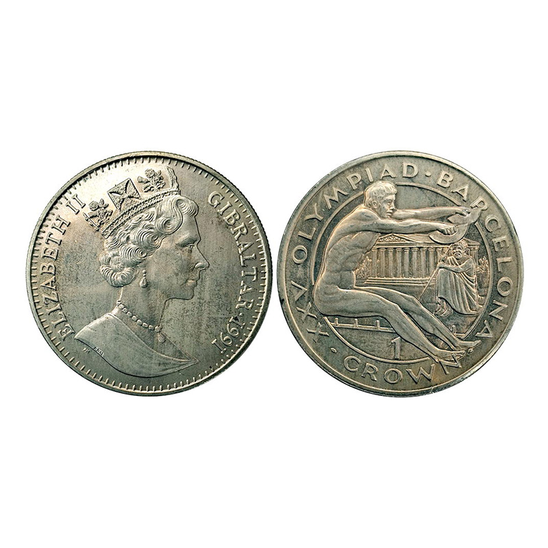 Cupro - Nickel, Gibraltar, 1 Crown, Cupro-Nickel. 1991, Elizabeth II, commemorating the XX
