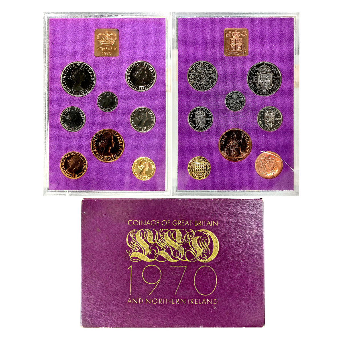 Cupro - Nickel, Great Britain, Copper-Nickel, Proof Set of 1970, with 7 different denomina