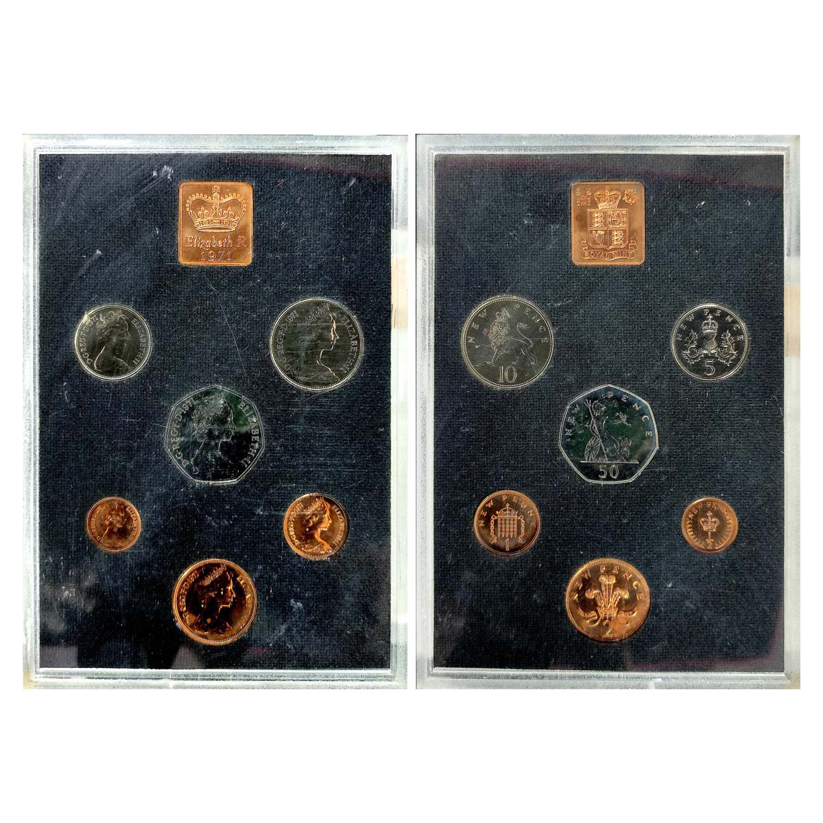 Cupro - Nickel, Great Britain, Copper-Nickel, Proof Set of 1971, with 6 different denomina