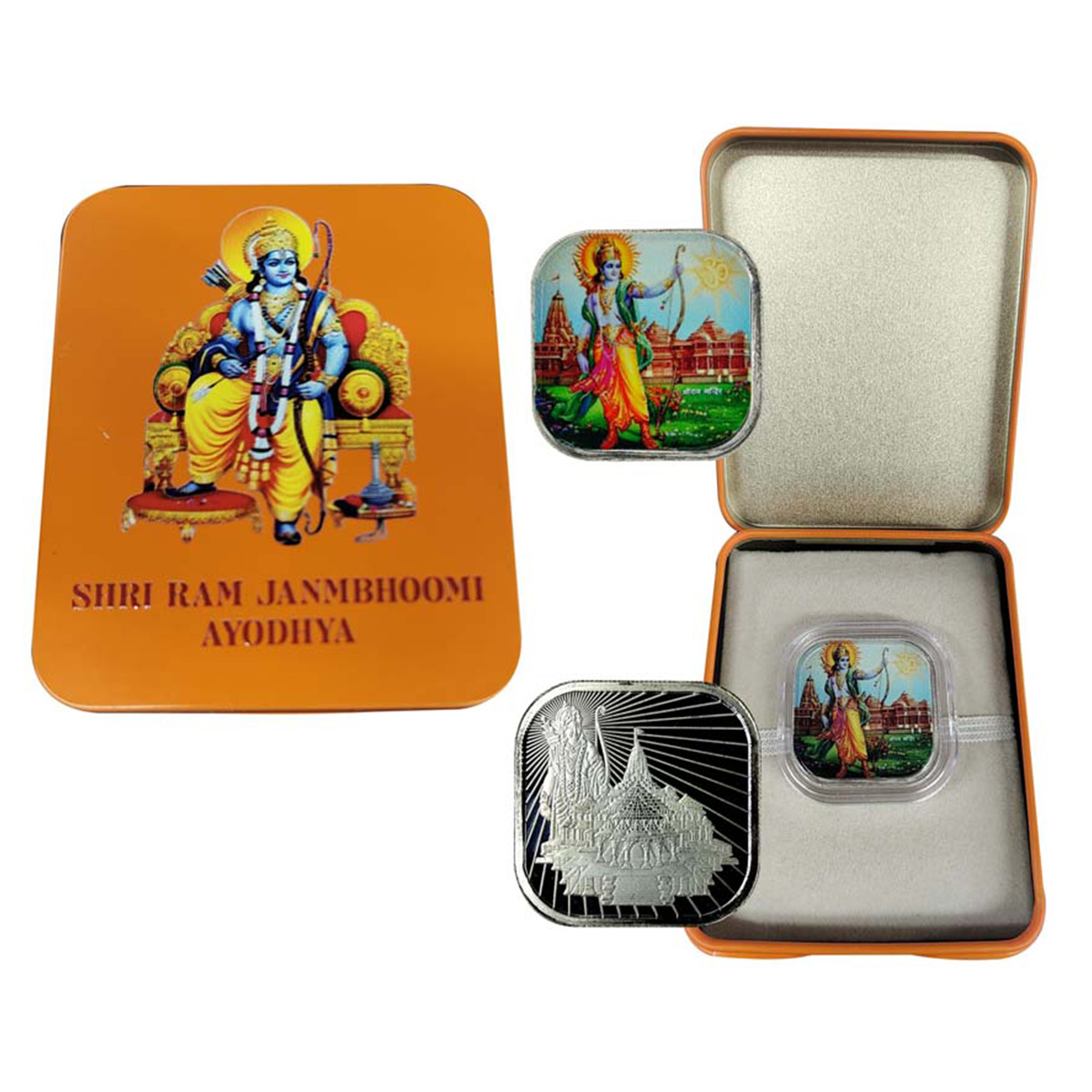 Ayodhya Ram Mandir Special Token Issue, Pran Pratistha of Ram Lalla, 10 g. Silver and Enam