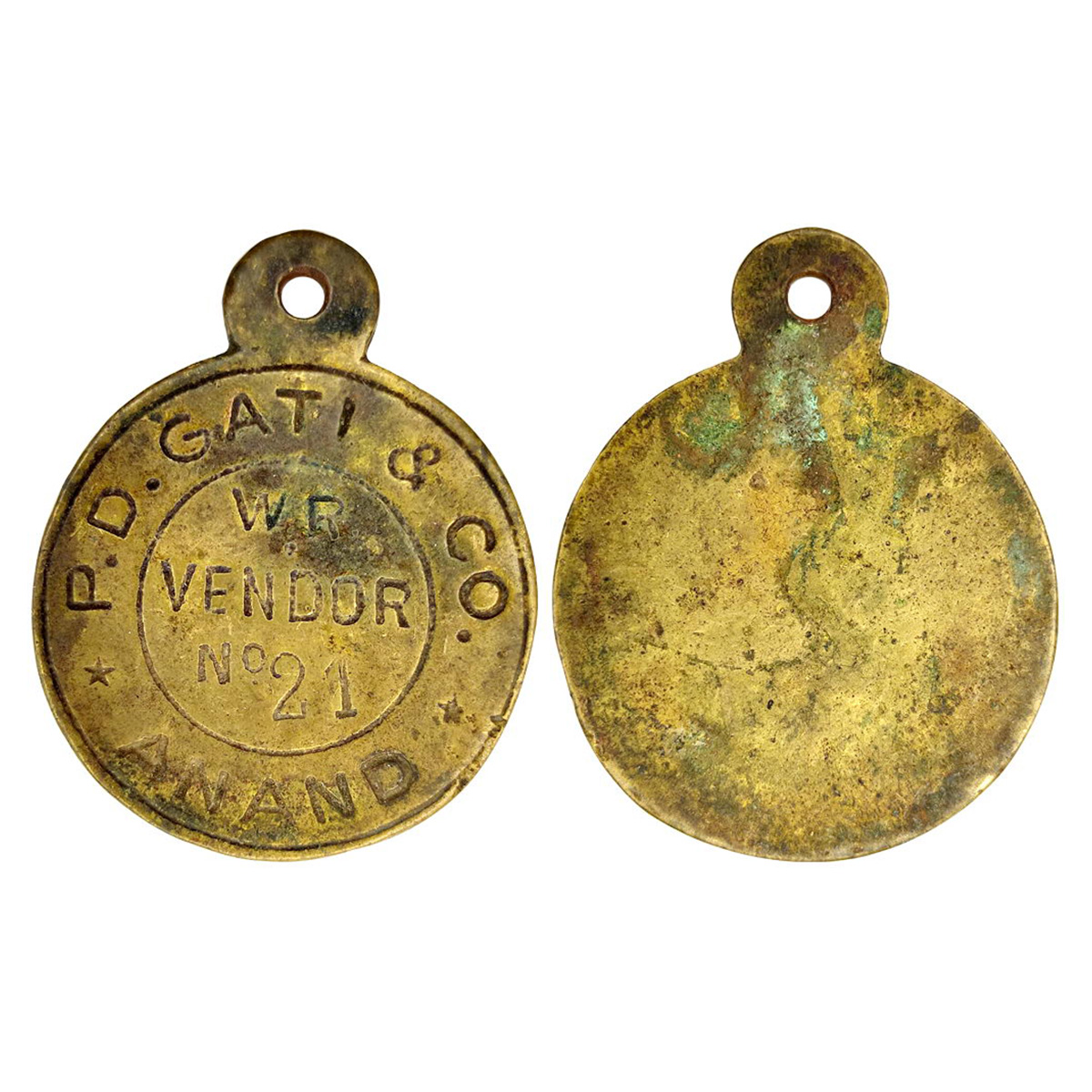 Indian Railway Vendor Pass, Western Railways (W.R.) Bronze Pass, 26 g, Vendor Pass. Obv: L
