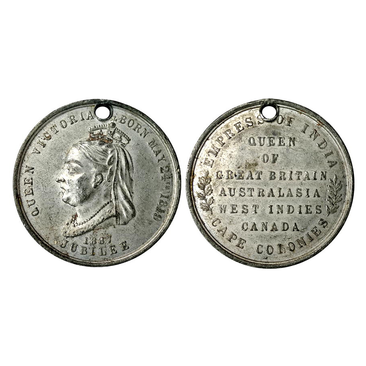 British India, Victoria Empress, Empress of India Medal, Victoria Golden Jubilee, 1887, Wh