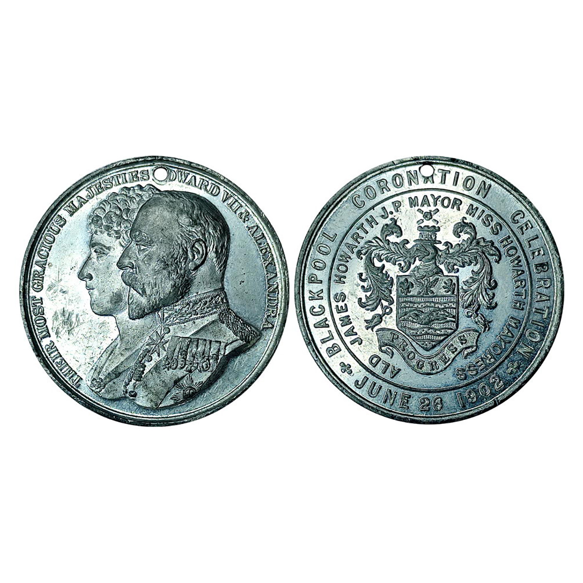 Edward VII, Corantion Medal, Tin, 17.79 g, busts of the King and the Queen to left on obv.