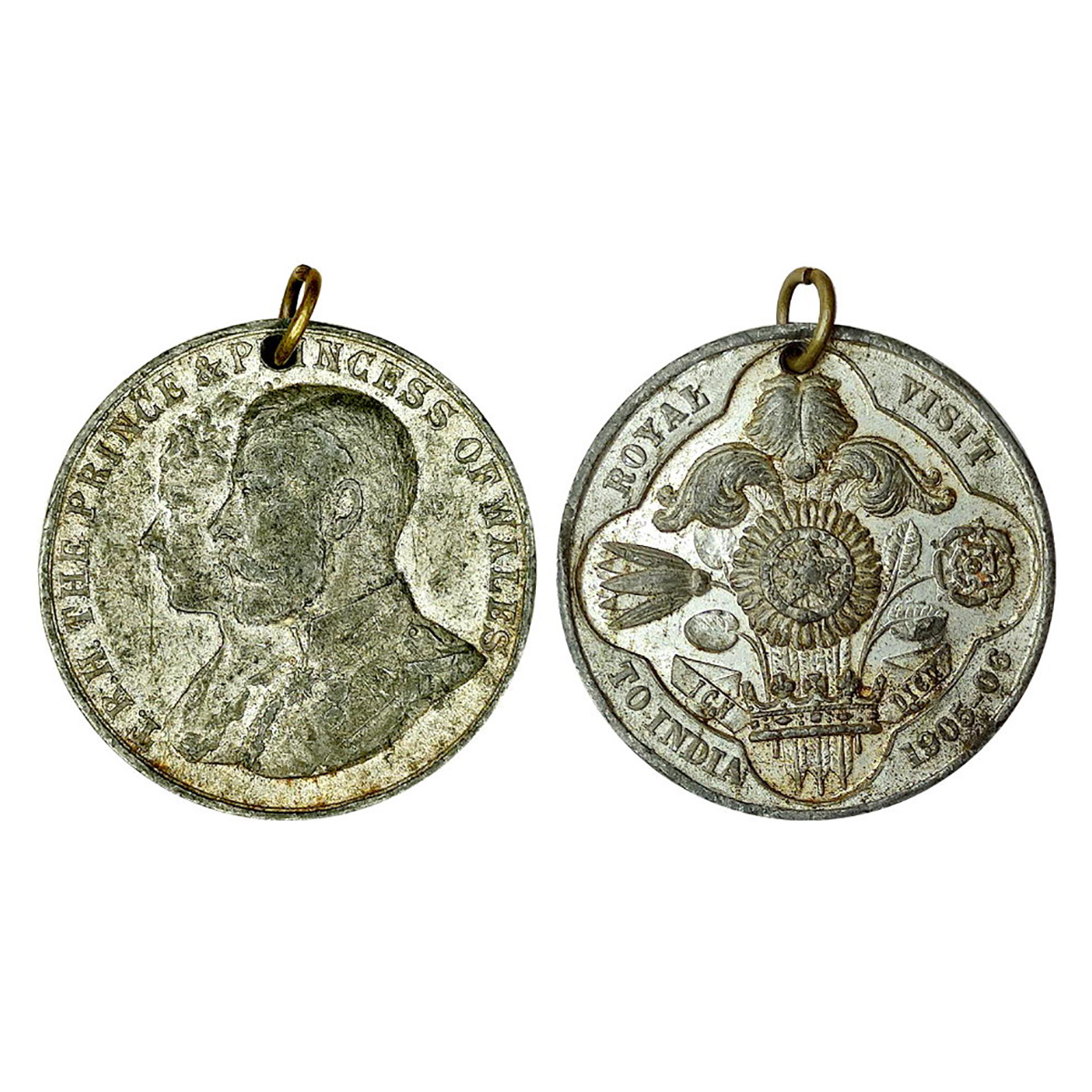 George V, Tin, 16.95 g, Royal India Visit Medal, busts of the Prince and Princess of Wales