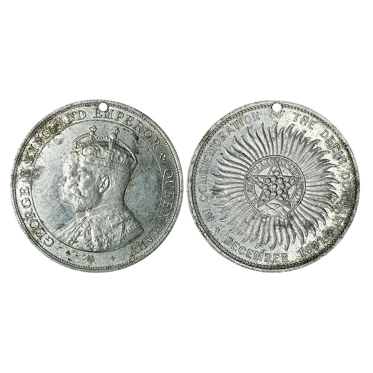 George V, Delhi Durbar Commemoration Medal, Aluminum, 5.75 g, conjoined busts of the King 
