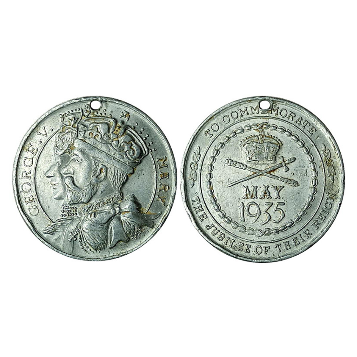 George V, Silver Jublee Medal, Aluminum, 4.97 g, conjoined busts of the King and Queen to 