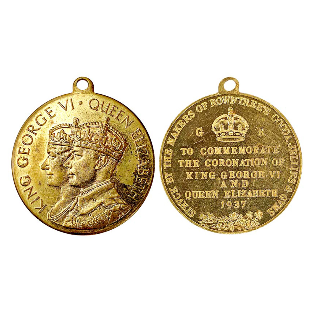 George VI, Gold gilt over Copper, 17.85 g, Coronation Medal, busts of the King and Queen t