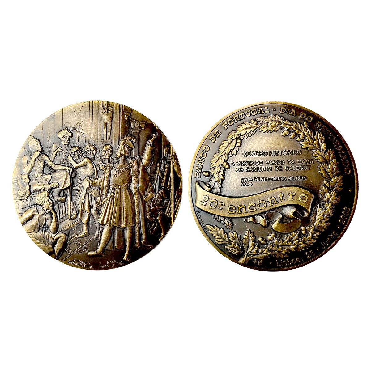 Indo-Portugese, Calicut Medal, Commemorating meeting between Zamorin and Vasco da Gama, la