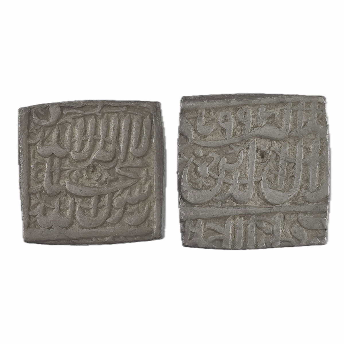Akbar, Ahmedabad mint, Silver, Square Rupee, Kalima, Square-area type on obv, mint name at