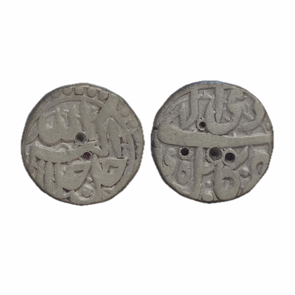 Akbar, Kabul mint, Silver, ½ Rupee, Allahu Akbar type, Ilahi 45, Di Month. Test marks, Ver