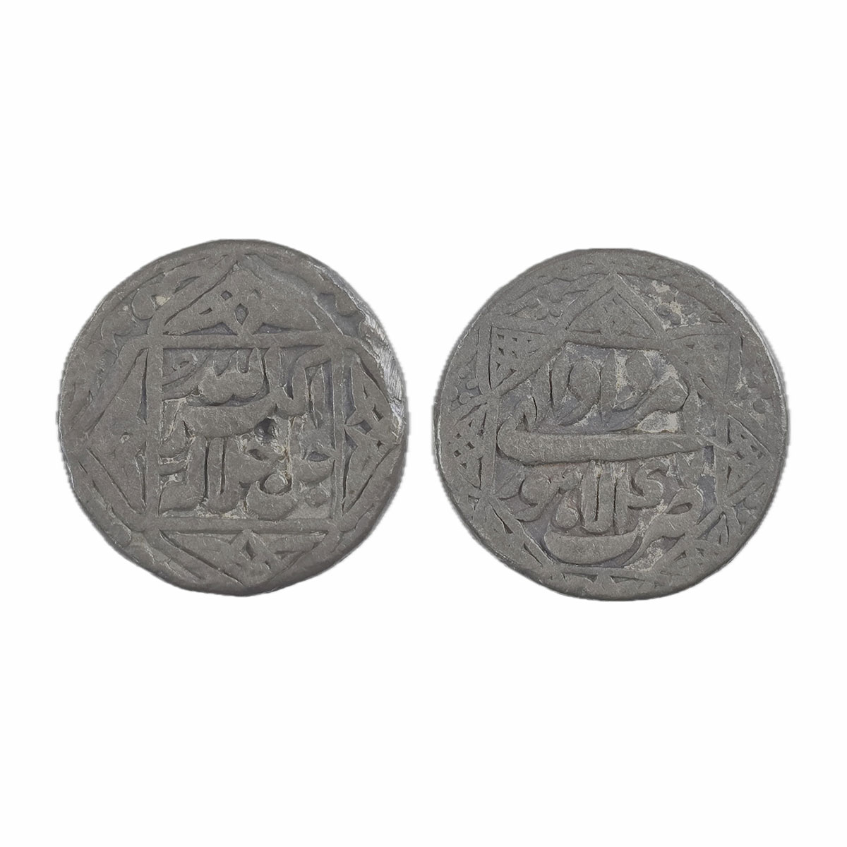 Akbar, Lahore mint, Silver, Rupee, Allahu Akbar type with eight-pointed star type on rev w